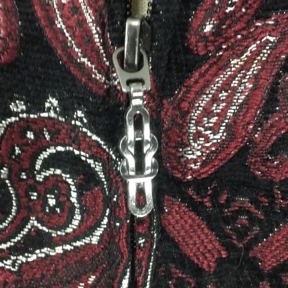 Christopher Banks Burgundy Metallic Paisley Blazer XL - Picture 3 of 9